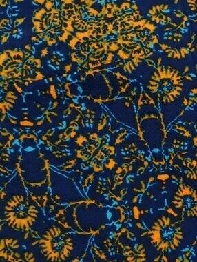 Lularoe Cassie Dandilion Navy Floral Print Dress Fabric - Blue & Mustard Pattern